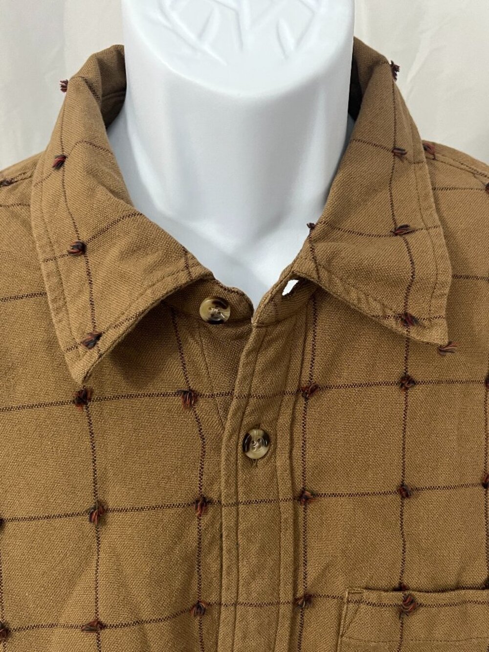 Corridor New York Men's Tan Brown Woven Heavy Long Sleeve Shirt Large L